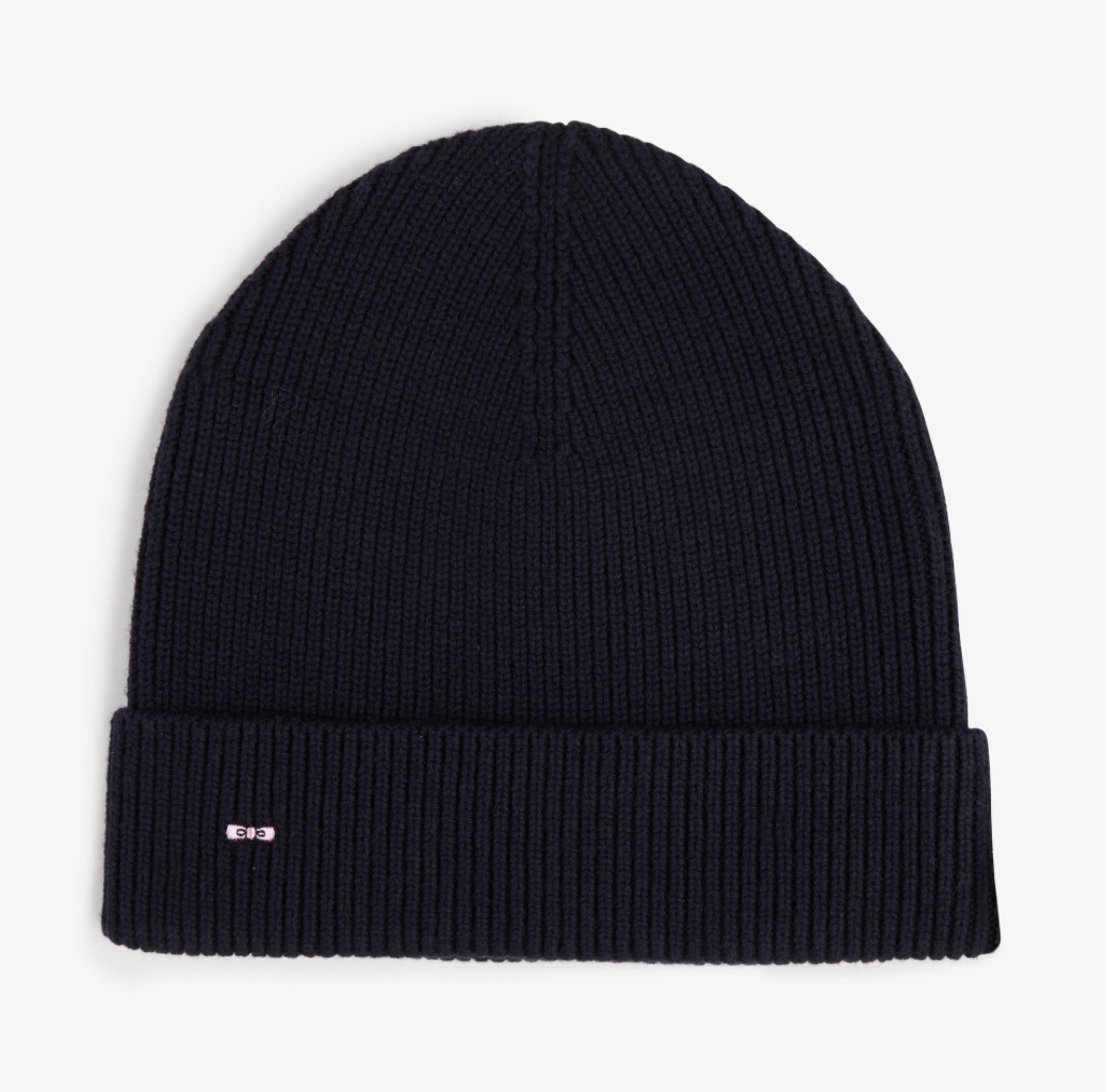 Bonnet Noir Côtelé Tricot Atmosphere Primark - Clous Noirs - Occasion Comme Neuf
